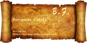 Bergman Fabó névjegykártya